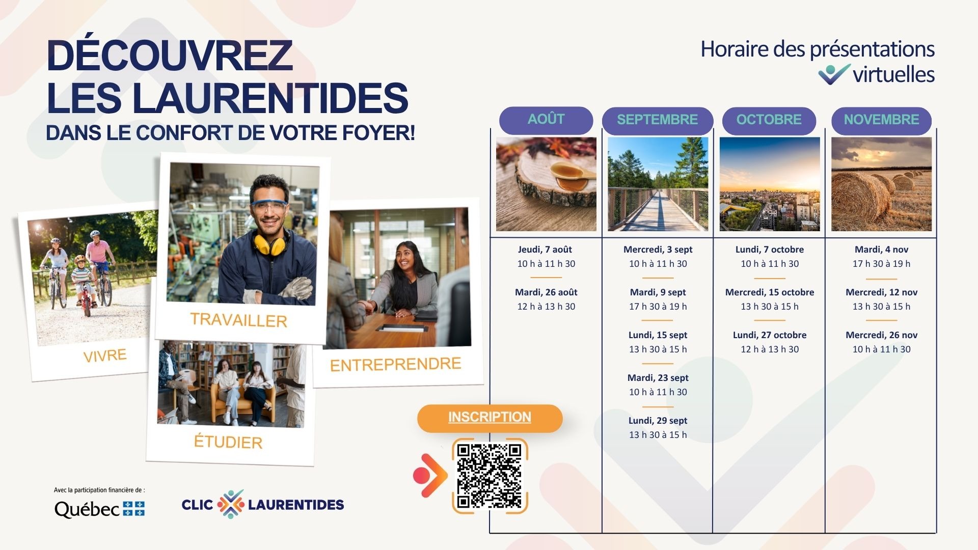 Horaire présentation CLIC Laurentides Automne 2025