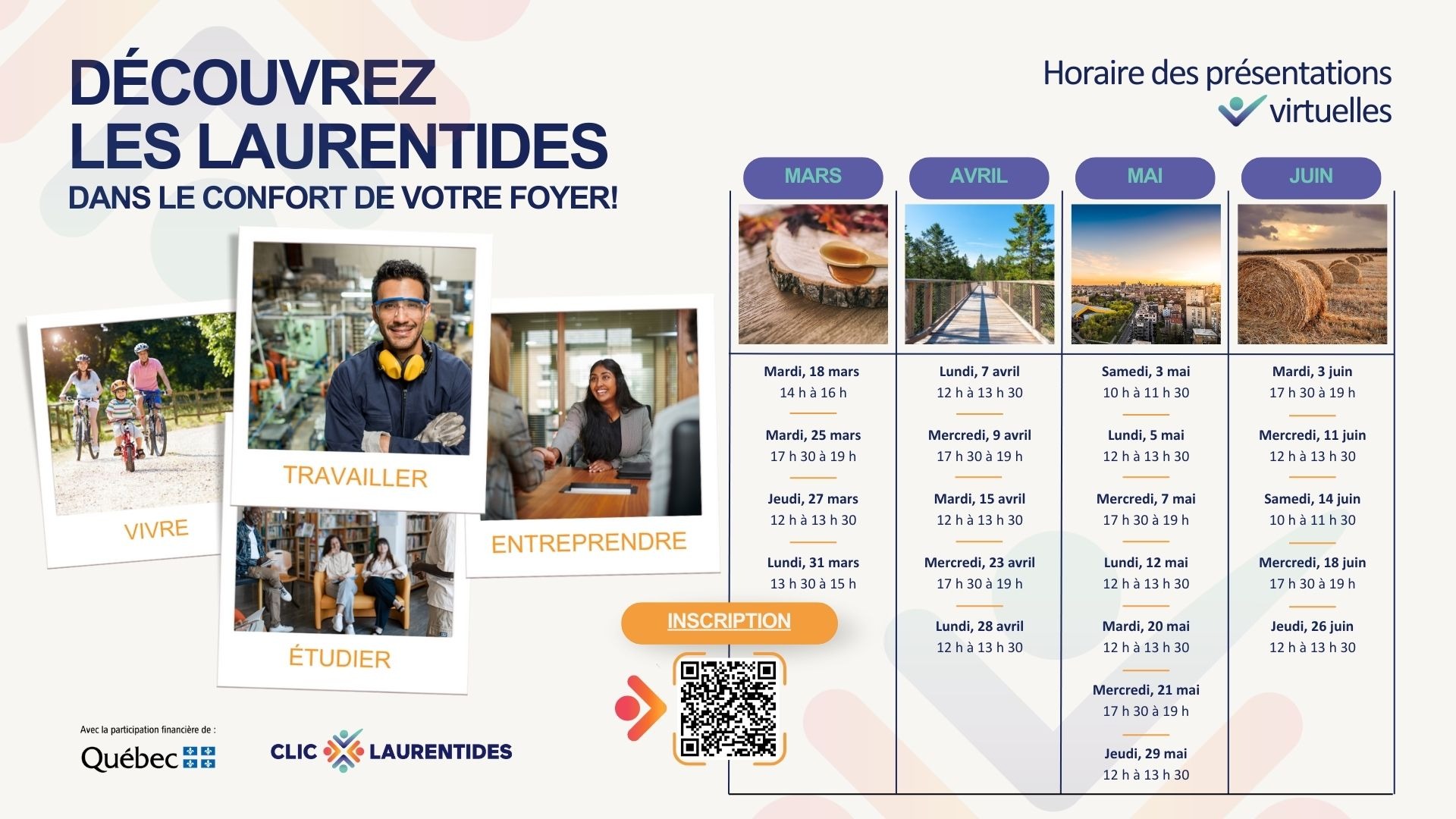 Horaire présentation CLIC Laurentides Printemps 2025